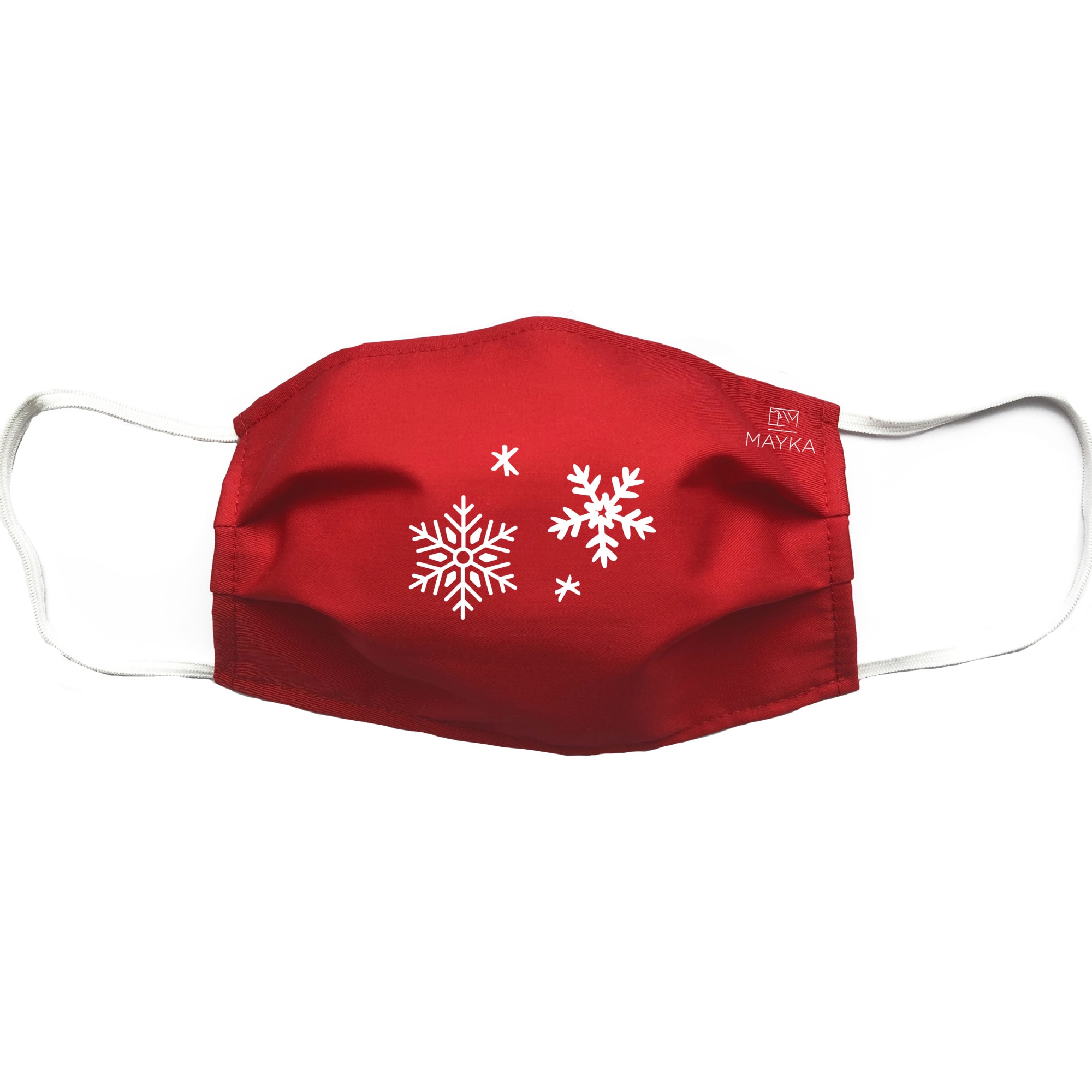 Masca personalizata reutilizabila, pentru Adulti, de Craciun, din material textil, cu imprimeu ”Fulgi de nea