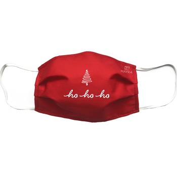 Masca personalizata reutilizabila, pentru Adulti, de Craciun, din material textil, cu imprimeu ”Ho ho ho Masca personalizata reutilizabila, pentru Adulti, de Craciun, din material textil, cu imprimeu ”Ho ho ho