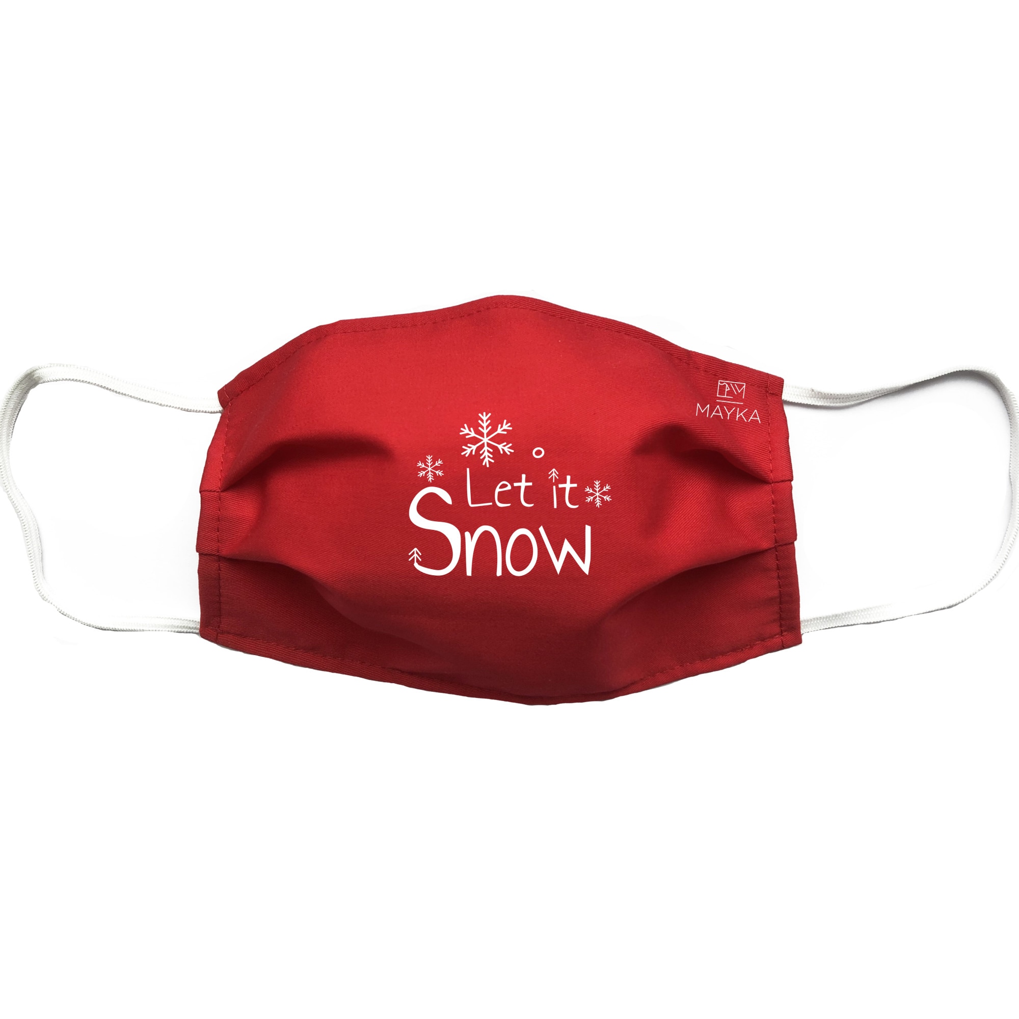 Masca personalizata reutilizabila, pentru Adulti, de Craciun, din material textil, cu imprimeu ”Let it snow