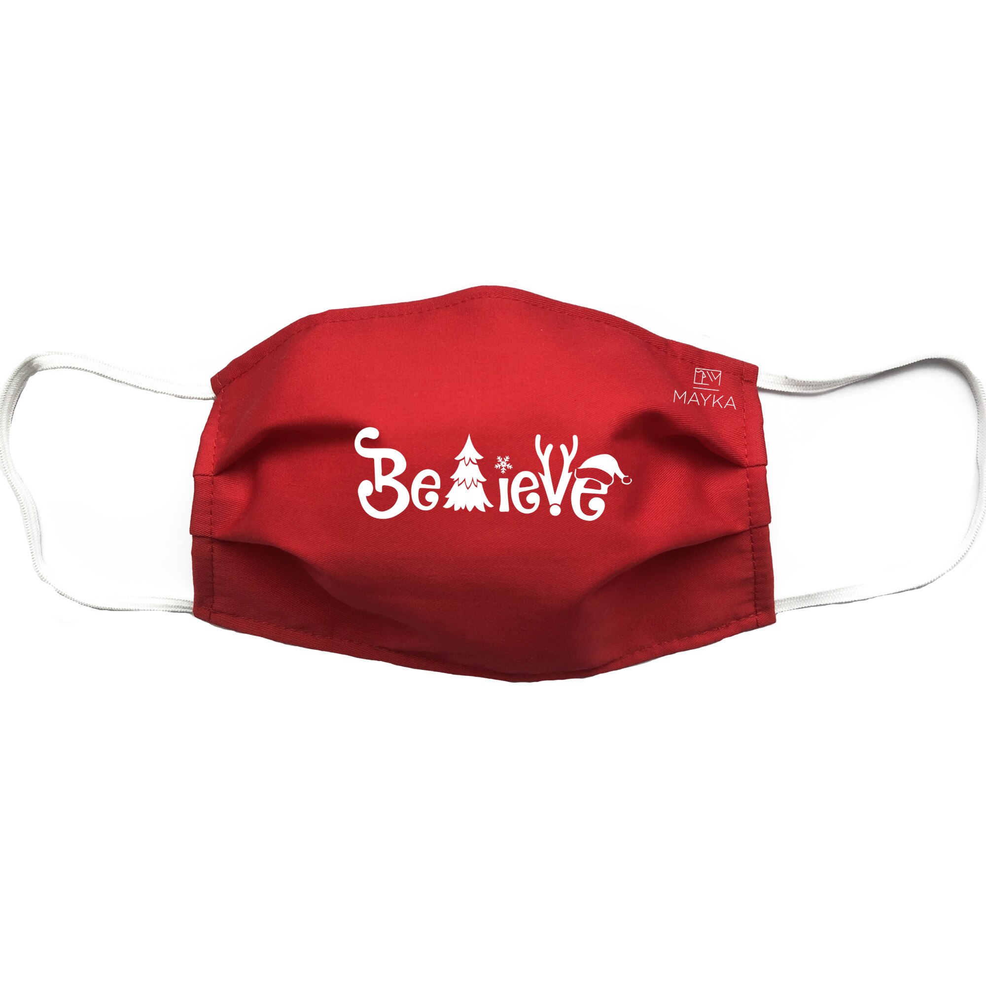 Masca personalizata reutilizabila, pentru Adulti, de Craciun, din material textil, cu imprimeu ”Believe