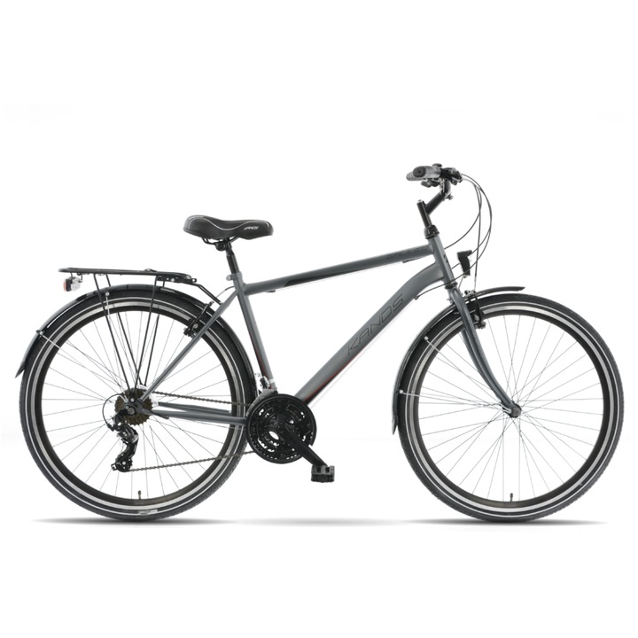 Bicicleta Kands Galileo Barbati Roata 28'' Gri/Verde Cadru 21'', Shimano, Lumini cu leduri
