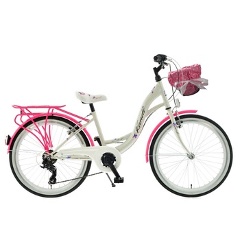 Bicicleta Kands Laguna vs-2 Roata 24'' Alb/Roz pentru copii 120-160 cm inaltime, Cu cos, Lumini cu leduri, Shimano Bicicleta Kands Laguna vs-2 Roata 24'' Alb/Roz pentru copii 120-160 cm inaltime, Cu cos, Lumini cu leduri, Shimano