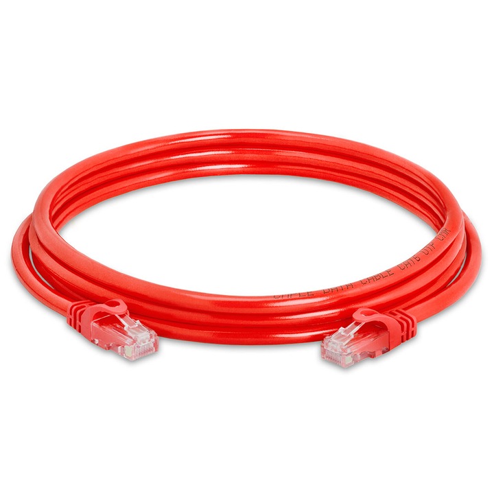 Hálózati UTP-kábel, piros Ethernet Cat 5e, 5 m hosszúság - Internet Patch kábel csatlakozóval, RJ45 csatlakozó