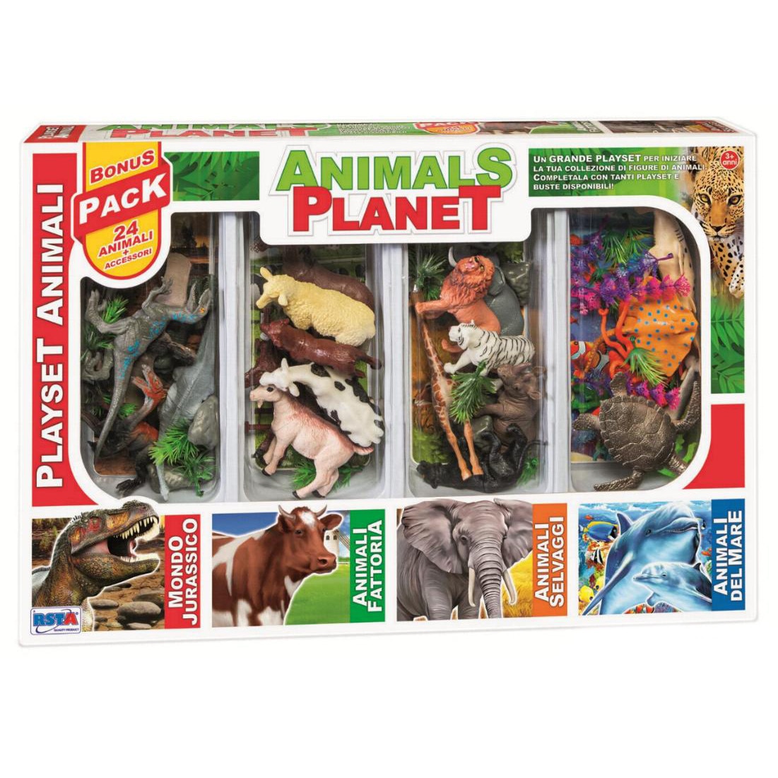 Set animalele planetei RS Toys in cutie, 24 animale si accesorii
