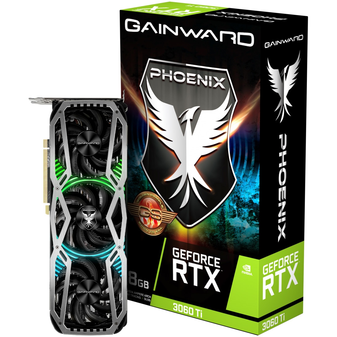 【箱付き】GAINWARD NVIDIA RTX 3060 Ti 8G Placa video Gainward GeForce® RTX™ 3060 Ti Phoenix GS LHR, 8GB