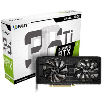 Placa video Palit GeForce® RTX™ 3060 Ti Dual V1 LHR, 8GB GDDR6, 256-bit Placa video Palit GeForce® RTX™ 3060 Ti Dual V1 LHR, 8GB GDDR6, 256-bit