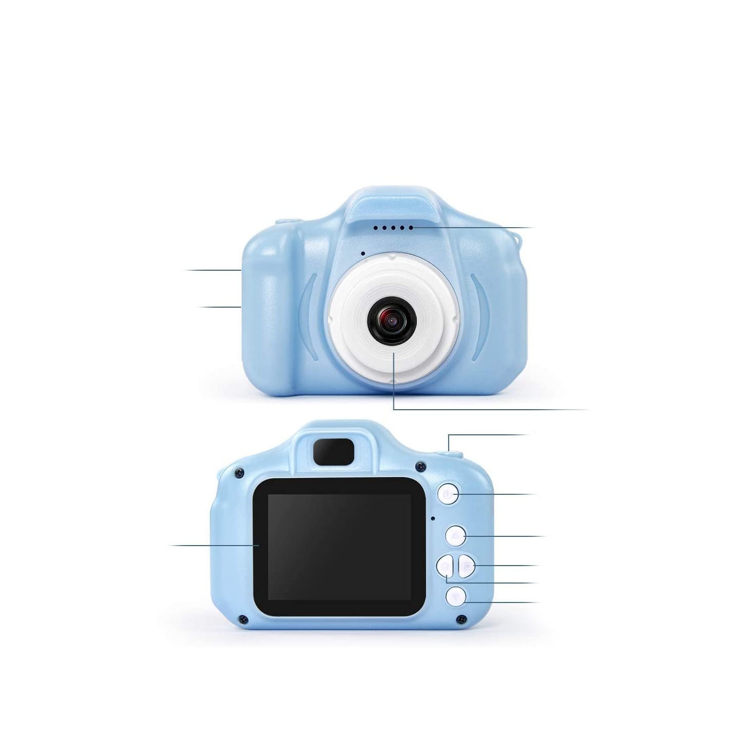 Детска мини камера Mini Blue, Full HD, дигитална, множество функции,  атрактивен дизайн за деца, бяло/синьо, doty - eMAG.bg