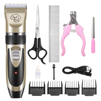 Set Masina de tuns,5 Moduri, Lama Lavabila, Silentioasa, cu 4 accesorii de reglaj,1500 mAh, Reincarcabila, Auriu/Negru Set Masina de tuns,5 Moduri, Lama Lavabila, Silentioasa, cu 4 accesorii de reglaj,1500 mAh, Reincarcabila, Auriu/Negru