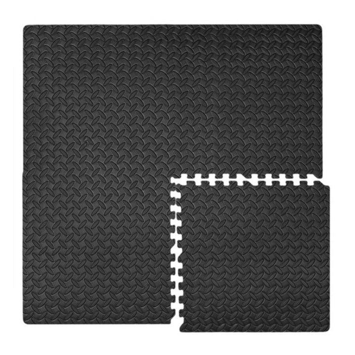 Килим тип пъзел за под повърхност 1,48 м2 черен 4 бр