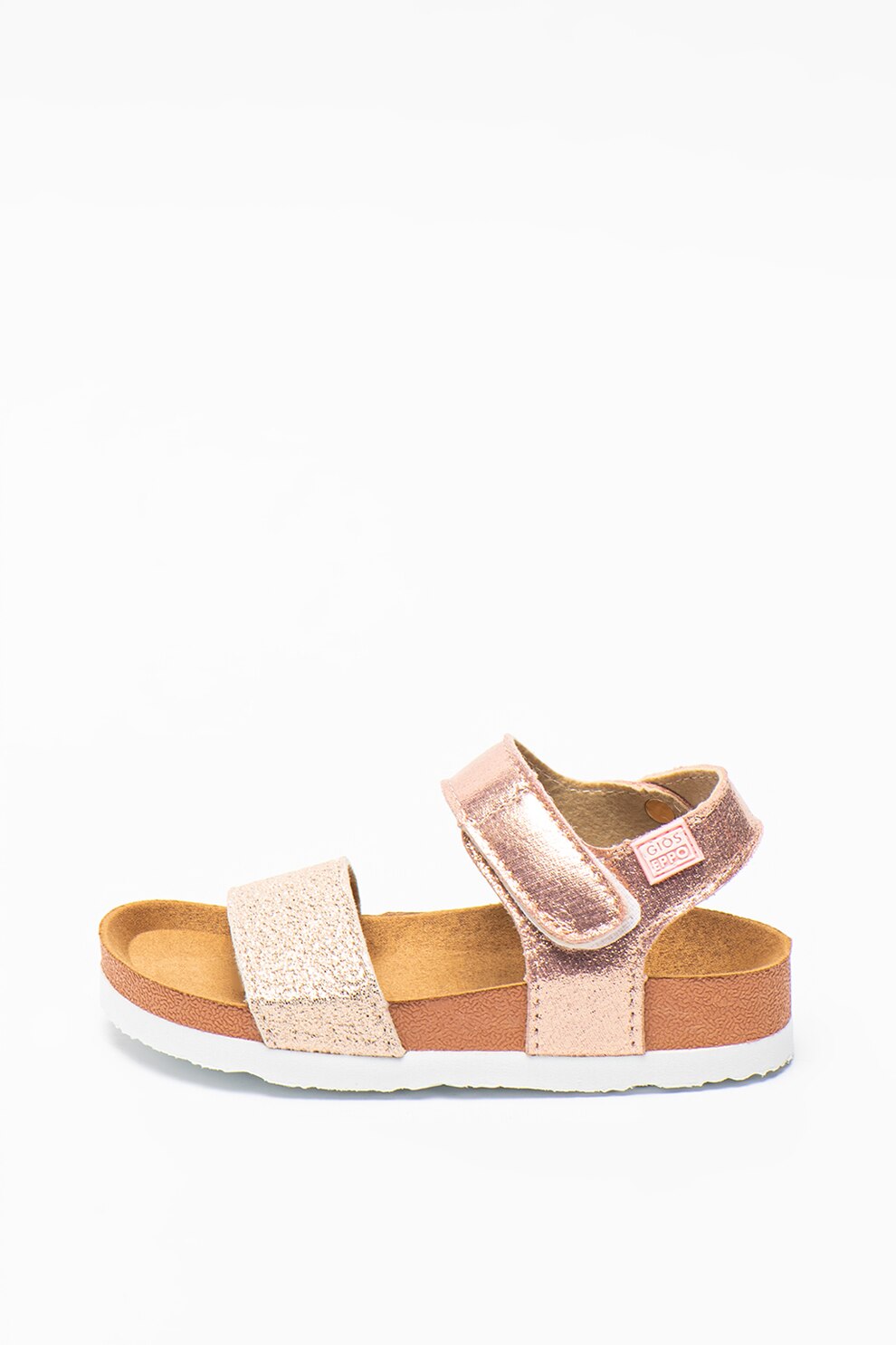 Gioseppo, Sandale de piele ecologica cu aspect metalizat Moers, Auriu rose, 32 EU