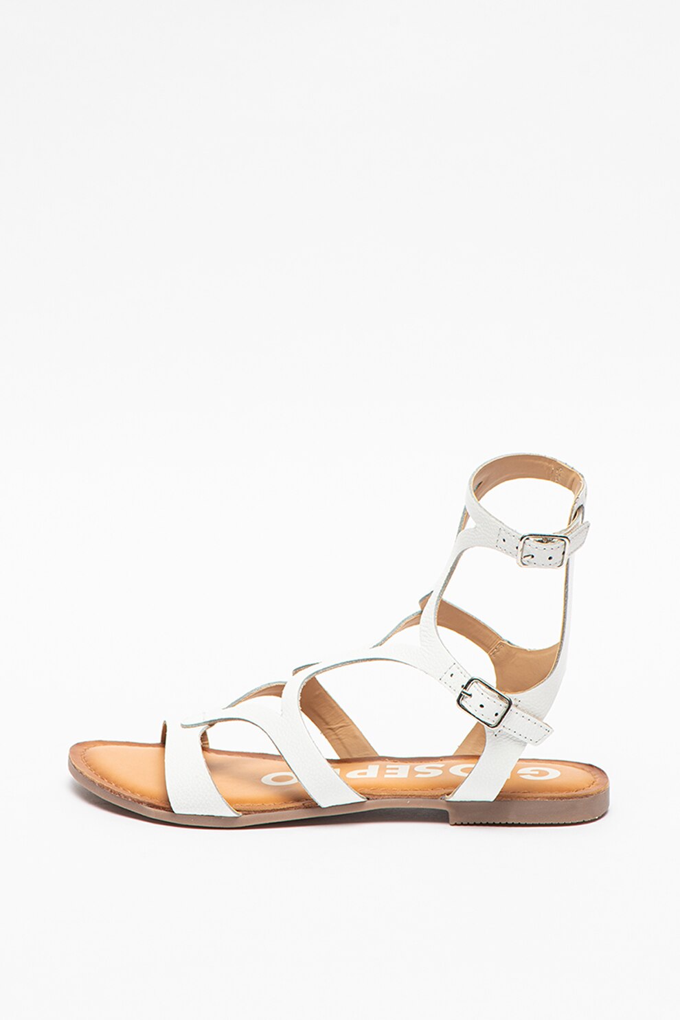 Gioseppo, Sandale de piele cu barete multiple Corning, Alb, 41