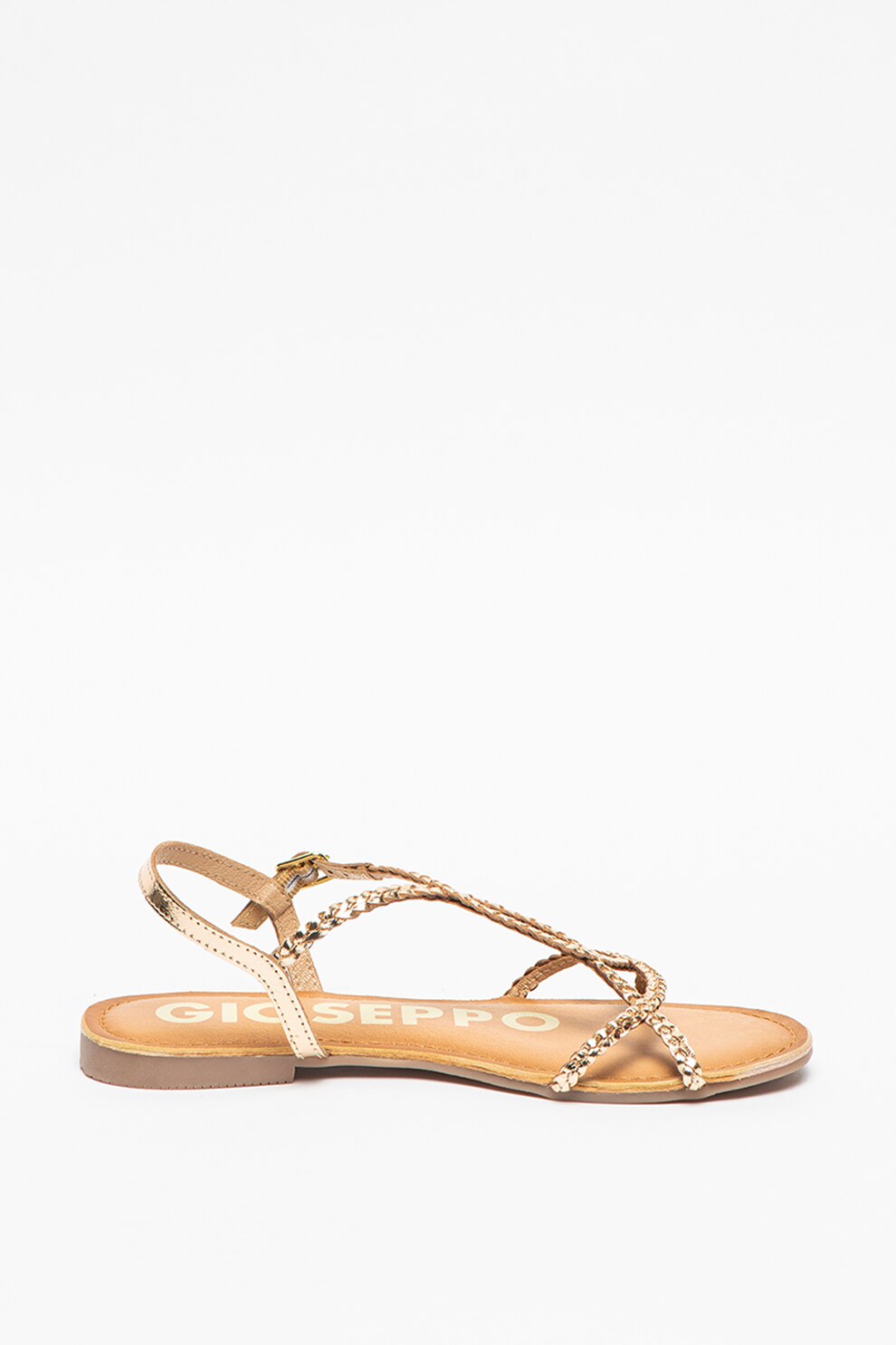 Gioseppo, Sandale de piele cu barete incrucisate Ossian, Auriu, 39