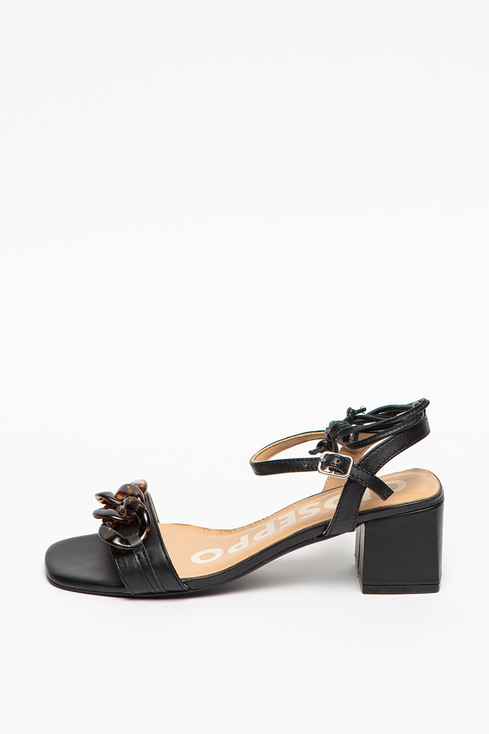 Gioseppo, Sandale de piele cu detaliu decorativ cu model tortoise Trego