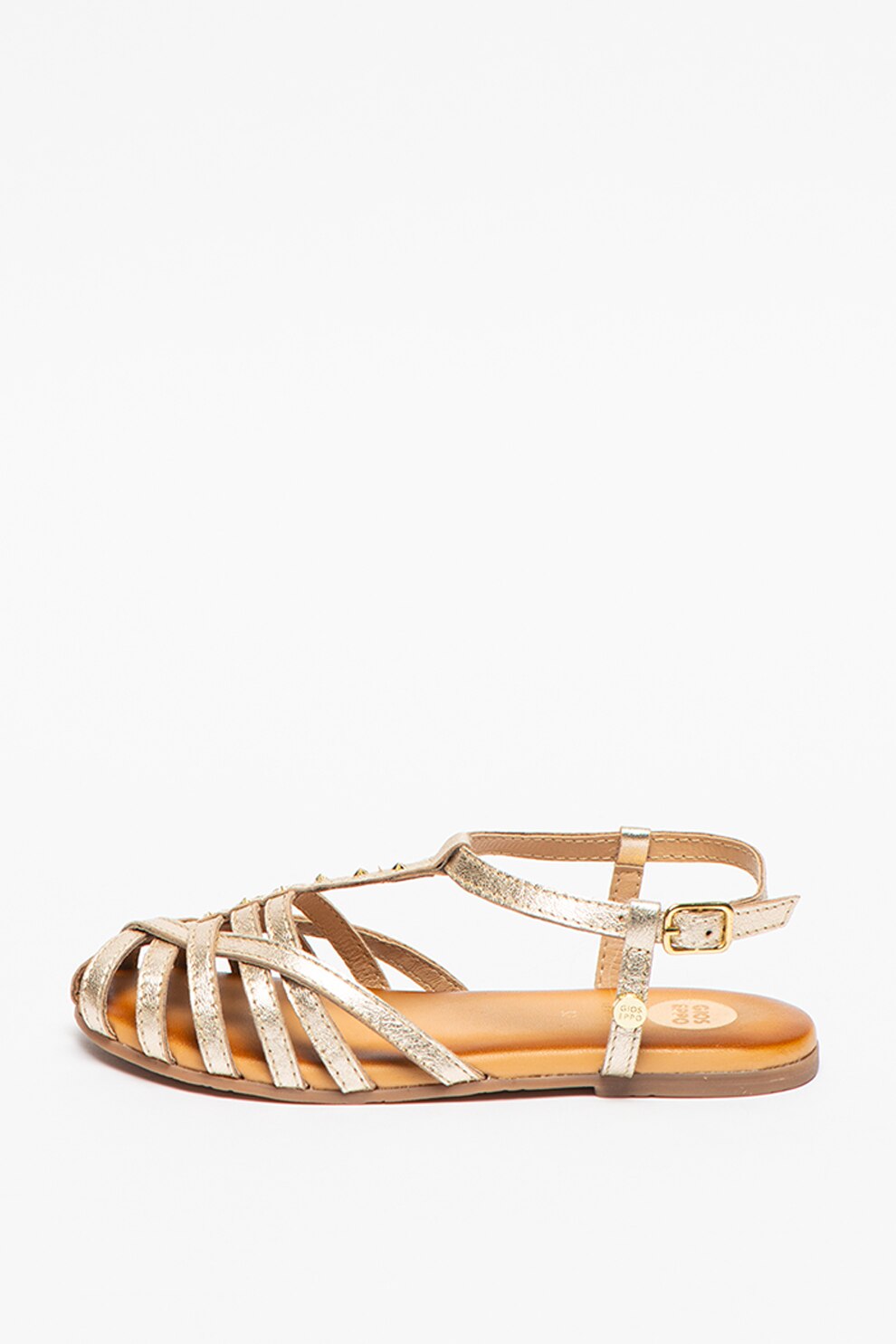 Gioseppo, Sandale de piele cu aspect metalizat Dumeste, Auriu deschis, 38 EU
