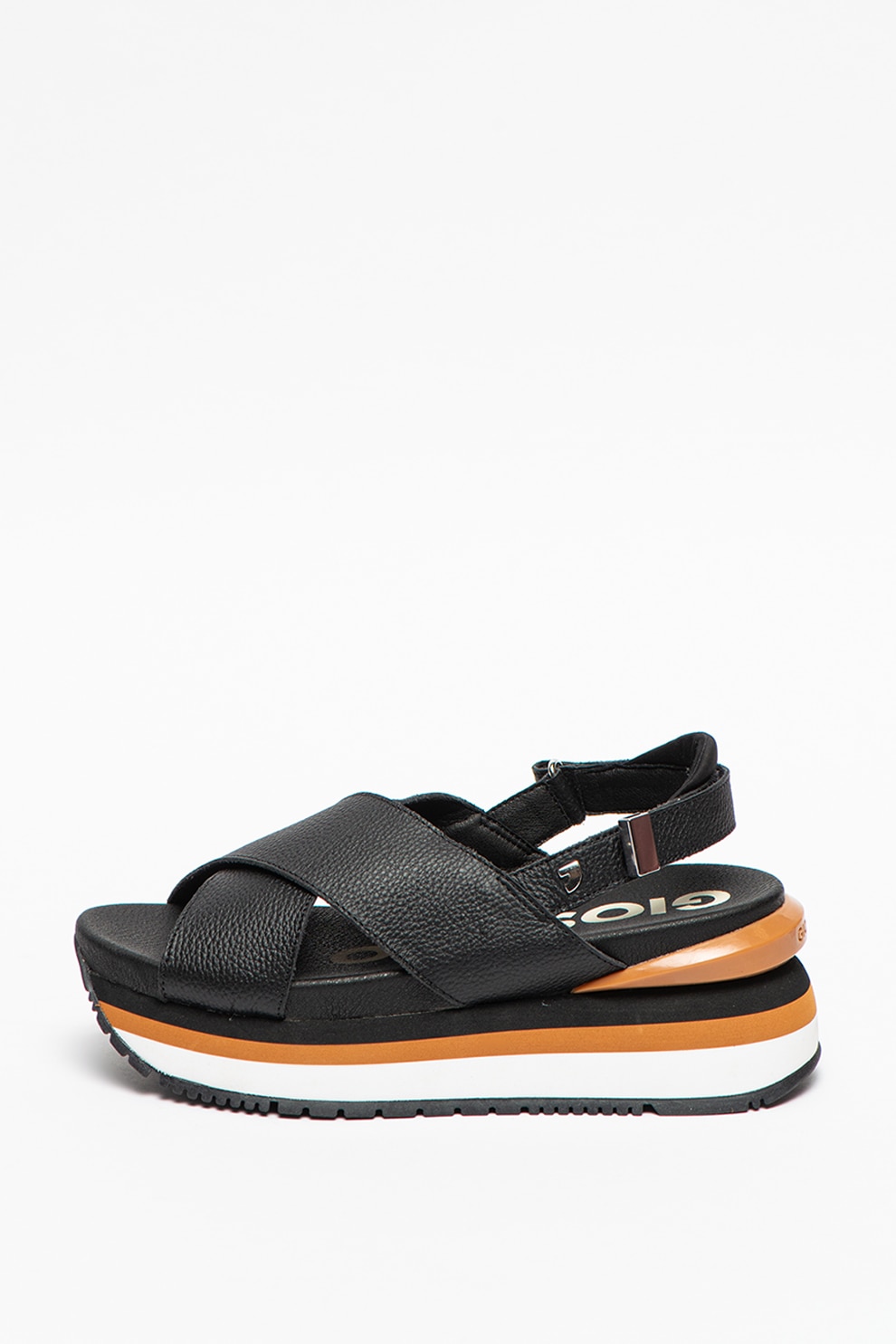 Gioseppo, Sandale wedge de piele Metairie, Negru, 41
