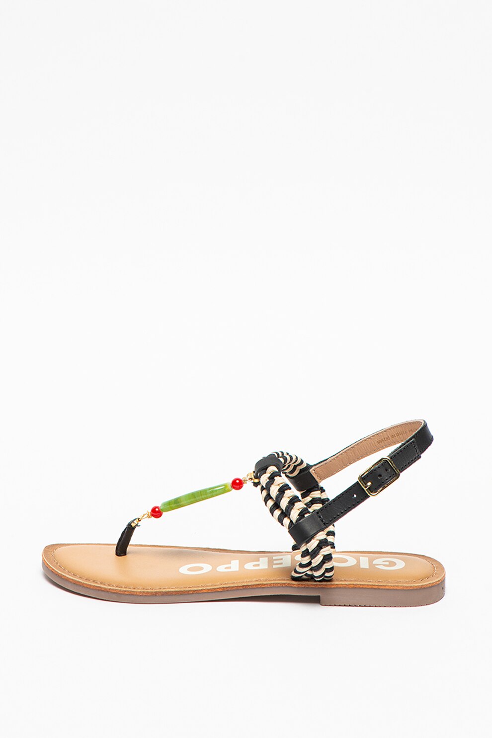 Gioseppo, Sandale de piele cu bareta separatoare si garnituri din material textil Antigo