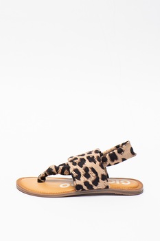 Gioseppo, Sandale cu bareta separatoare si animal print Ashfor, Maro/Bej, 39 Gioseppo, Sandale cu bareta separatoare si animal print Ashfor, Maro/Bej, 39