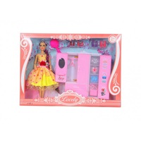 Set papusa cu dulap haine si accesorii,18 piese,49x38 cm
