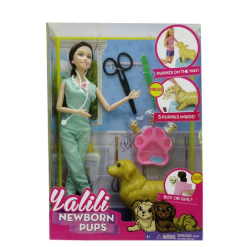 Set papusa medic veterinar cu catel si accesorii,35x23 cm