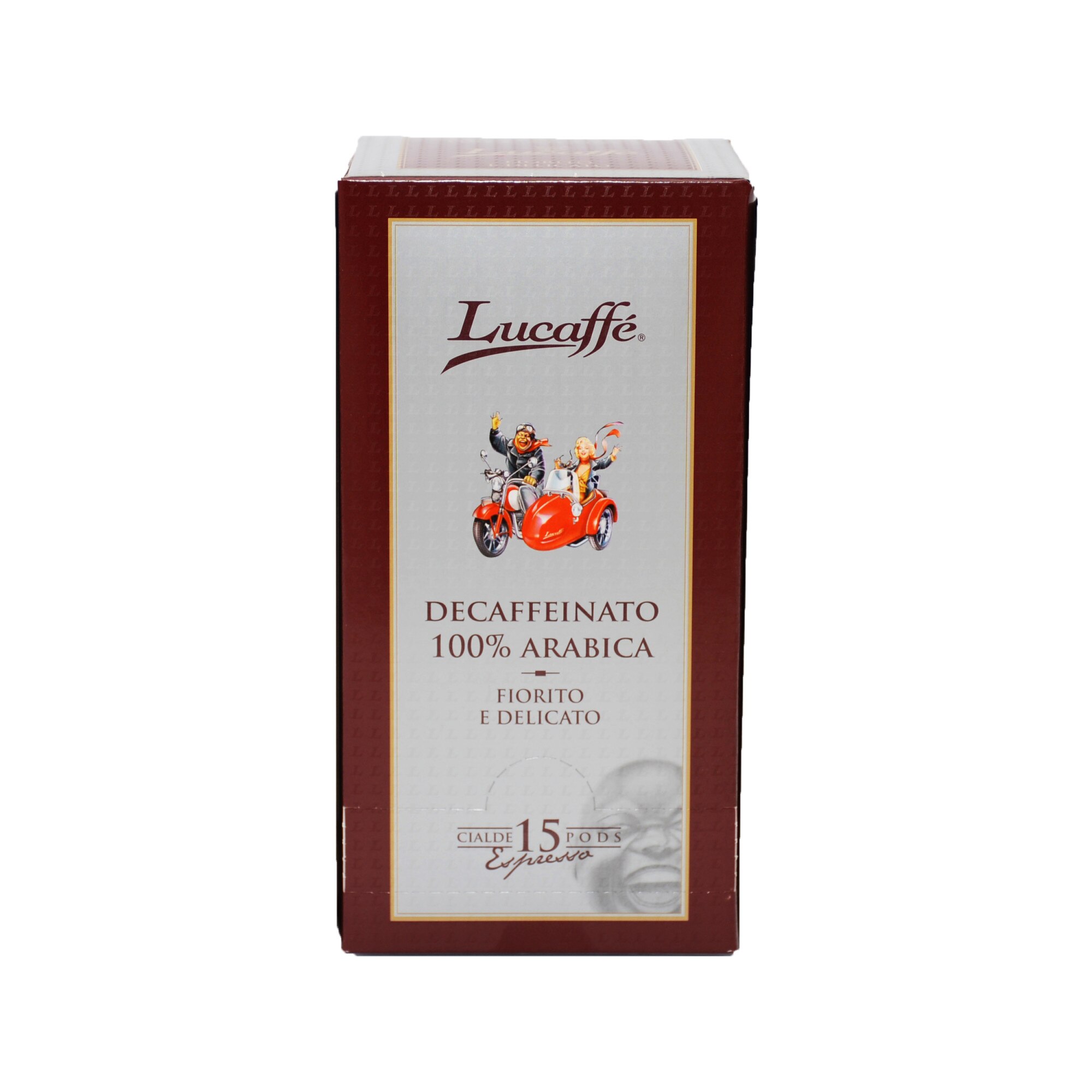 Cafea Monodoze, Cialde Lucaffe Decaffeinato 100% Arabica, Dispencer 15 paduri
