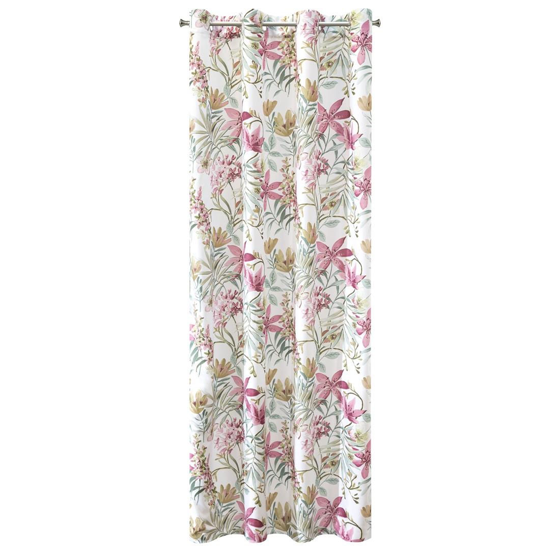 Perdea decorativa cu inele metalice, MONICA 140x250 cm, Eurofirany, Alb + Roz