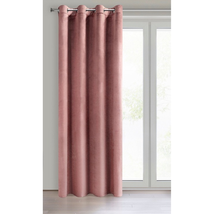 Perdea decorativa cu inele metalice, MELANIA 140x250 cm, Eurofirany, Roz inchis