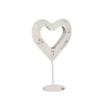 Suport lumanare, Poem, model inima metal, alb Suport lumanare, Poem, model inima metal, alb