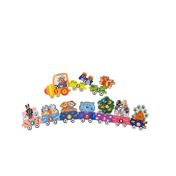 Puzzle 19 piese, trenuletul cu cifre si animale, Unitoys Puzzle 19 piese, trenuletul cu cifre si animale, Unitoys