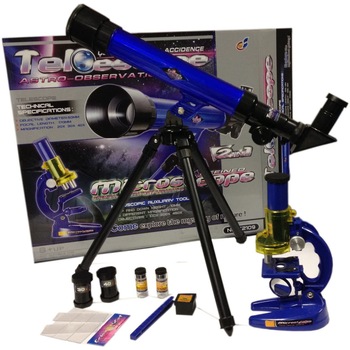 Set telescop si microscop de jucarie pentru copii,obiectiv de 100,200 si 300x Set telescop si microscop de jucarie pentru copii,obiectiv de 100,200 si 300x