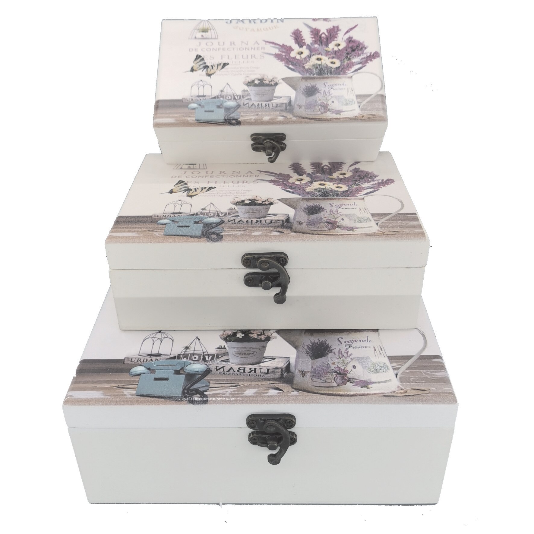 Set 3 cutii bijuterii, Claum, model lavanda, 12-6/12