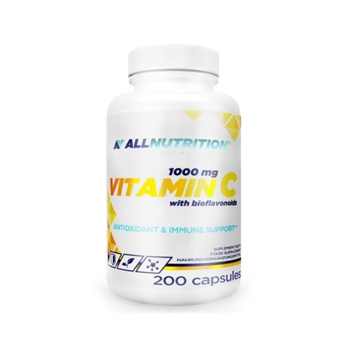 Хранителна добавка, Витамин С (1000 mg) с Биофлавоноиди, AllNutrition Витамин С 1000 - 200 капсули (200 дози)