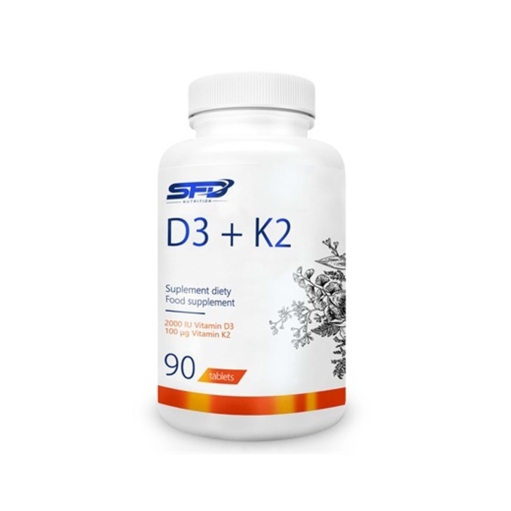 Хранителна добавка, Витамин D3 плюс K2, SFD D3 + K2 - 90 таблетки (90 дози)