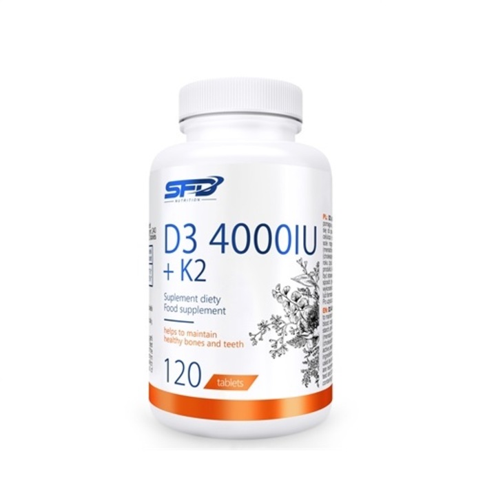 Хранителна добавка Витамин D3 4000 IU + K2, SFD D3 4000 + K2 - 120 таблетки (120 дози)