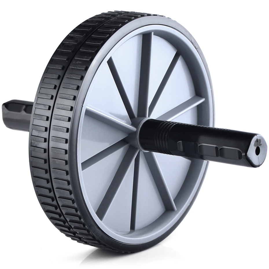 Roata dubla exercitii de tonifiere abdomen, Profit, 19 cm, negru / gri