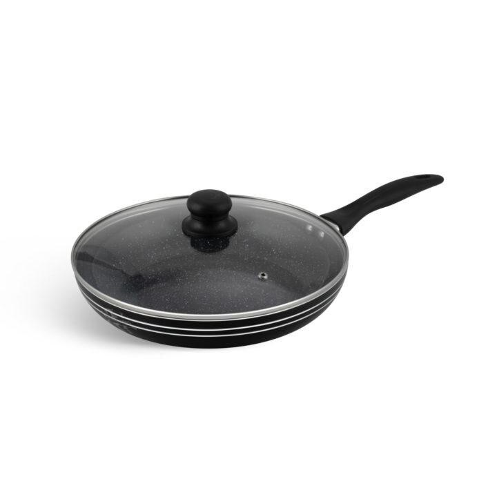 Tigaie Edenberg aluminiu presat cu capac din sticla, 20CM, EB764