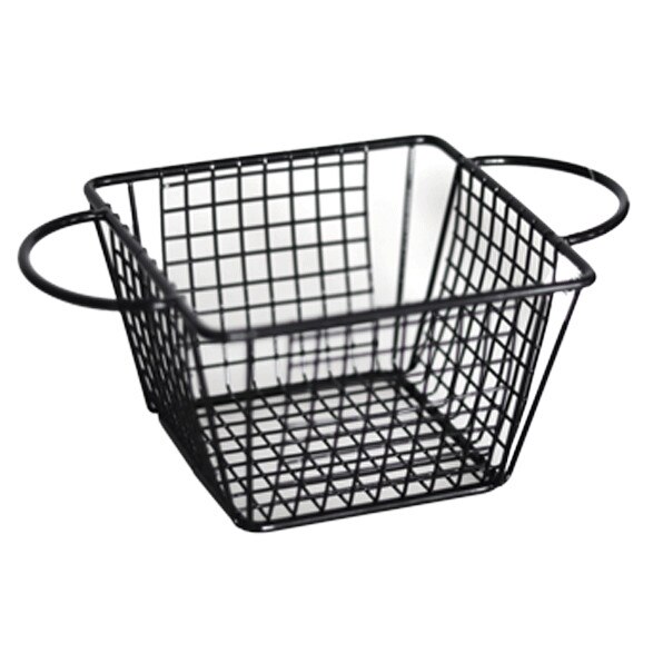 Cos patrat RAKI 12x12x8cm servire cartofi prajiti cu manere negru