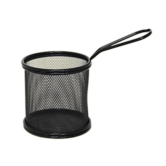 Cos servire rotund RAKI pentru cartofi prajiti,snacks 9x9cm negru