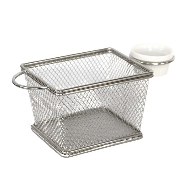 Cos cu bol sos servire cartofi prajiti RAKI 10x8x7cm crom