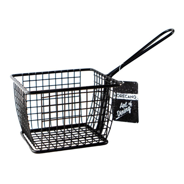 Cosulet servire cartofi prajiti,cnacks RAKI 12x10x8cm cu maner negru