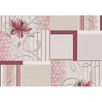 Tapet Slavyanski Oboi, Jade 368-06, model modern cu flori, rosu-gri, lavabil, vinil, pentru living sau dormitor, rola 5mp Tapet Slavyanski Oboi, Jade 368-06, model modern cu flori, rosu-gri, lavabil, vinil, pentru living sau dormitor, rola 5mp