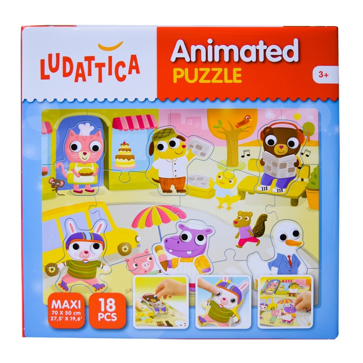 Puzzle Ludattica, Animat cu ochisori, 18 piese