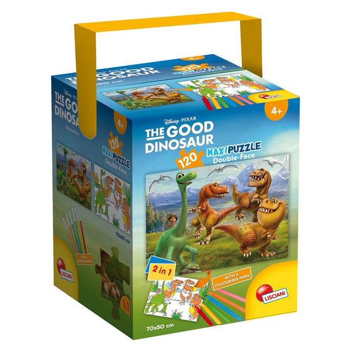 Puzzle Lisciani, in cutie cu 6 carioci, The Good Dinosaur, 120 piese