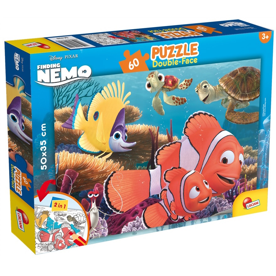 Puzzle Lisciani, cu 2 fete, Finding Nemo, 60 piese
