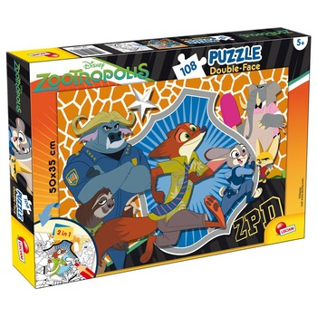 Puzzle Lisciani, cu 2 fete, Zootropolis, 108 piese Puzzle Lisciani, cu 2 fete, Zootropolis, 108 piese