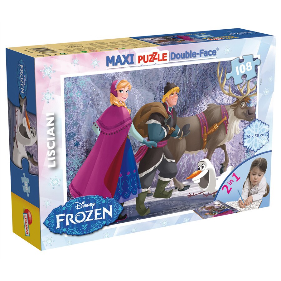 Puzzle Lisciani, SuperMaxi cu 2 fete, Frozen, La plimbare, 108 piese
