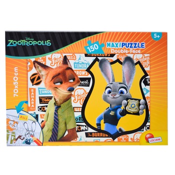 Puzzle Lisciani, SuperMaxi cu 2 fete, Zootropolis, 150 piese Puzzle Lisciani, SuperMaxi cu 2 fete, Zootropolis, 150 piese