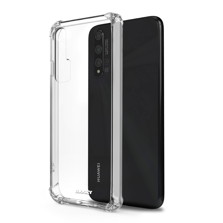 Ütésálló burkolat, Moozy, Huawei Nova 5T / Honor 20 telefonhoz, átlátszó, szilikon