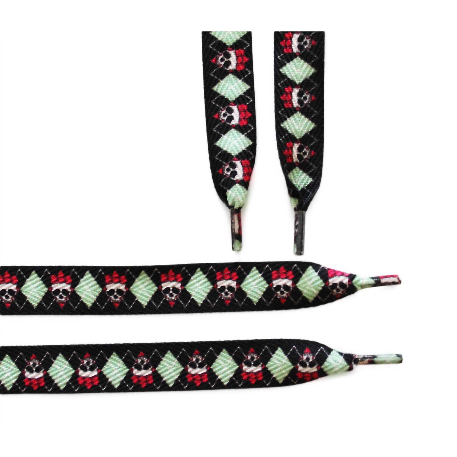 Sireturi imprimate skull negru-roz