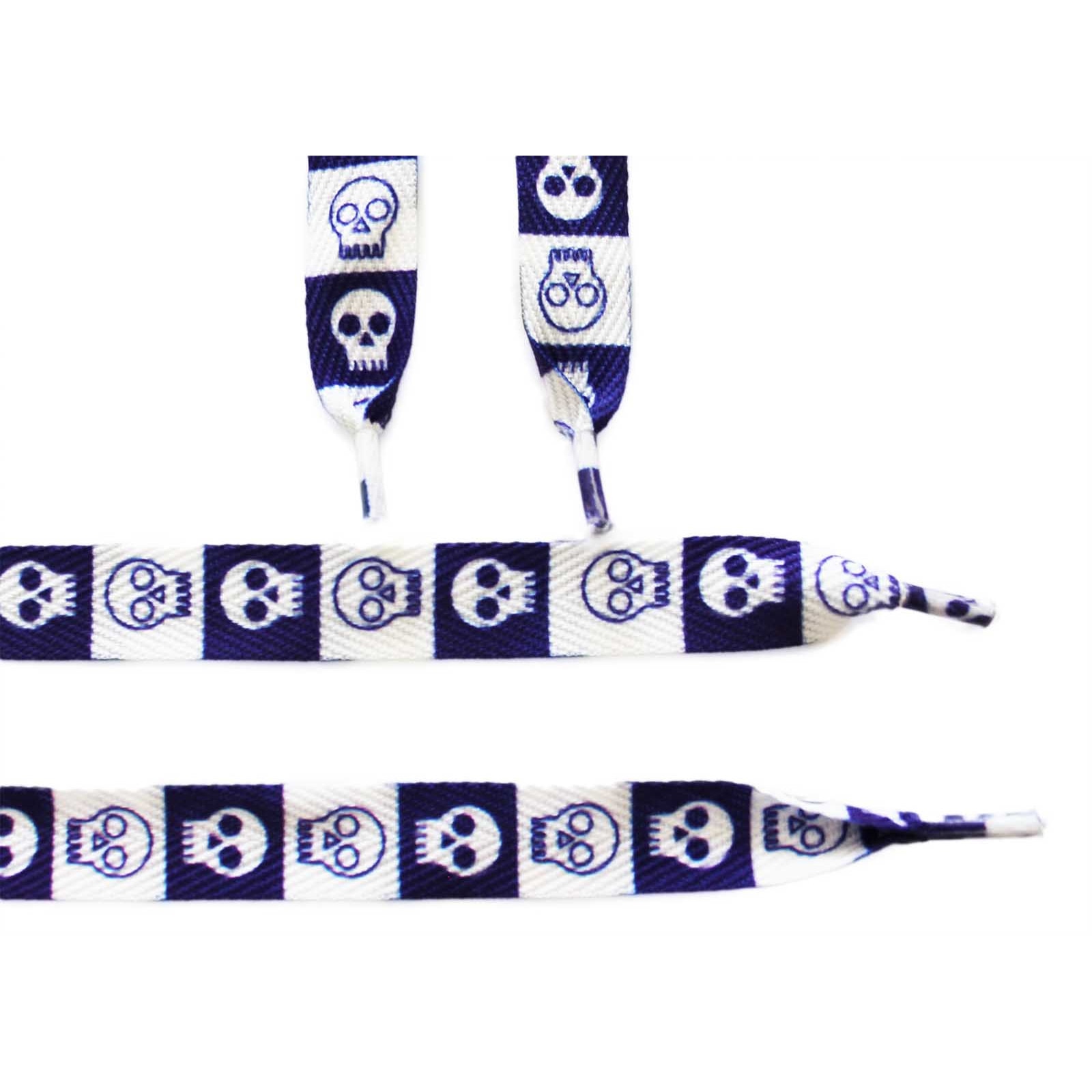 Sireturi imprimate skull alb-albastru