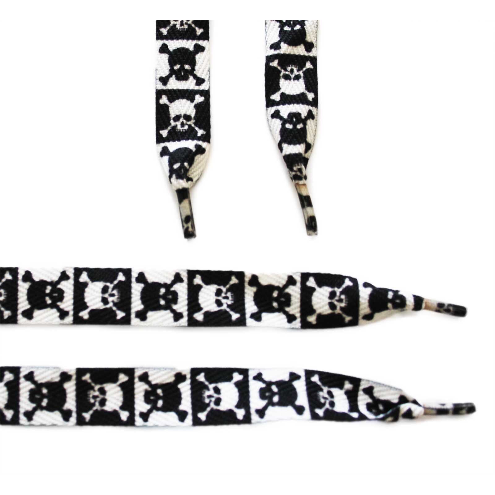 Sireturi imprimate alb-negru skull